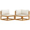 vidaXL Juego de sof&aacute; 2 pzas con cojines blanco crema madera de acacia