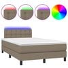 vidaXL Cama box spring con colch&oacute;n y LED tela gris taupe 120x200 cm
