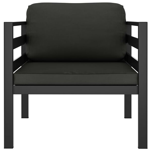 vidaXL Set muebles de jardín 3 pzas y cojines aluminio gris antracita