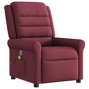 vidaXL Sill&oacute;n de masaje reclinable de tela color vino tinto