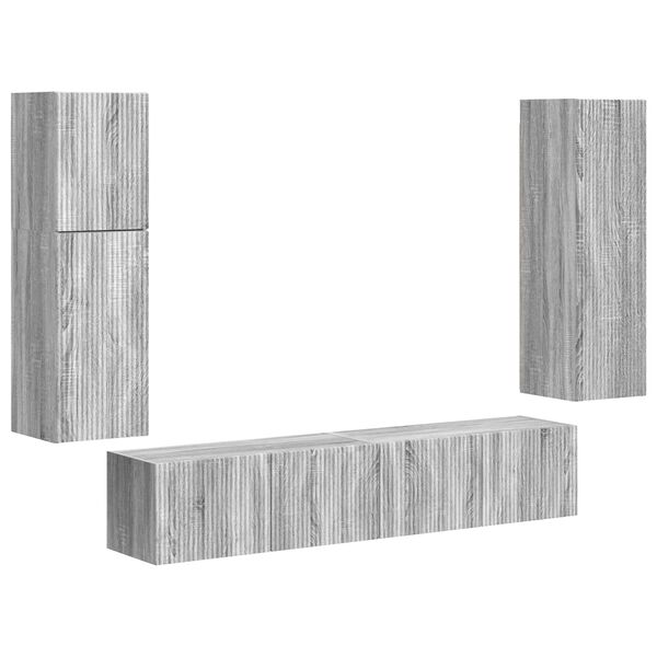 vidaXL Conjunto de mueble de TV 4 pcs Gris Sonoma Madera de ingenier&iacute;a