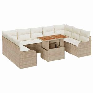 vidaXL Conjunto de sof&aacute; de jard&iacute;n con coj&iacute;n 10 pcs beige y crema