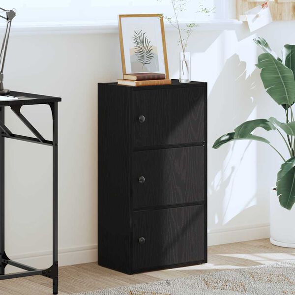 vidaXL Librer&iacute;a de madera contrachapada roble negro 40x24x77 cm