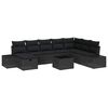 vidaXL Conjunto de sof&aacute; de jard&iacute;n 9 uds. Negro rat&aacute;n sint&eacute;tico