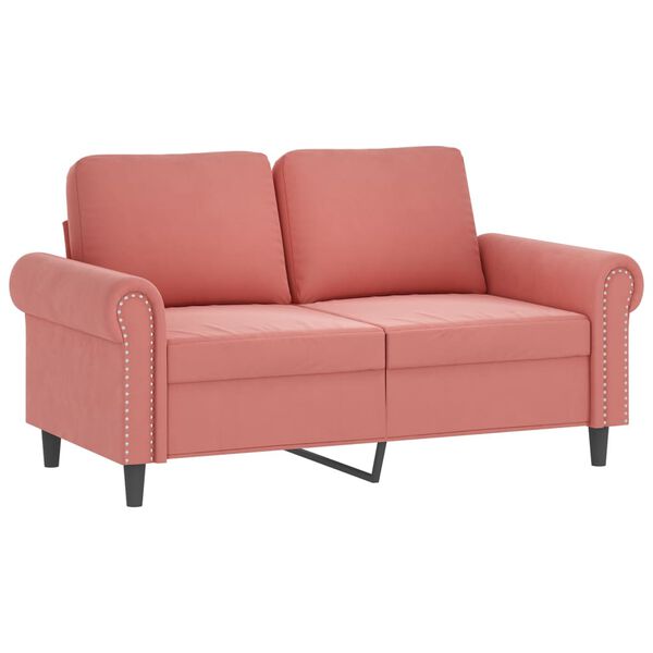 vidaXL Sof&aacute; 2 plazas almohadas y cojines terciopelo rosa 120 cm