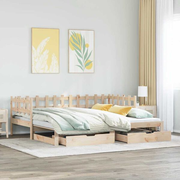 vidaXL Sof&aacute; cama nido con cajones sin colch&oacute;n 90x190 cm