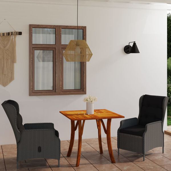 vidaXL Juego de comedor para jard&iacute;n 3 piezas gris oscuro