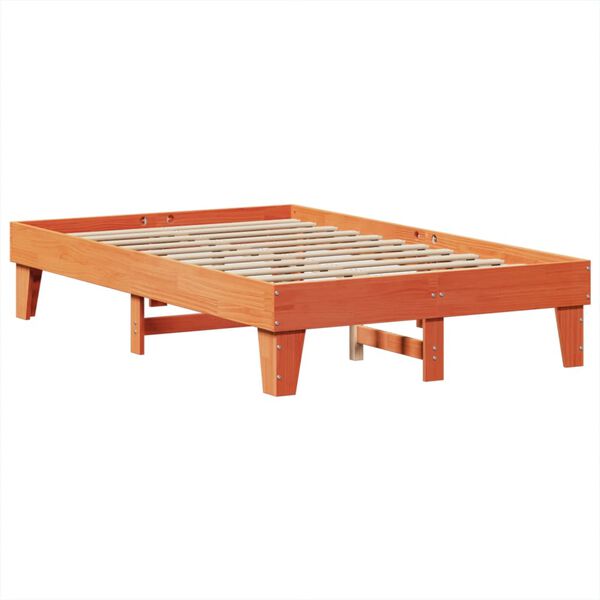 vidaXL Estructura de cama sin colch&oacute;n madera maciza marr&oacute;n 135x190 cm