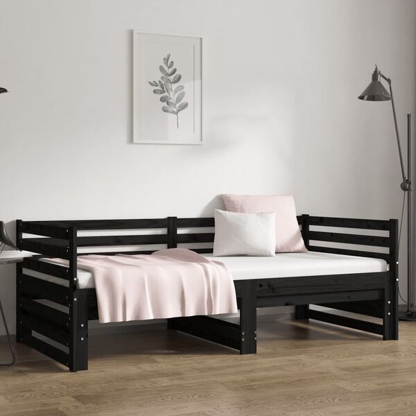 vidaXL Sofá cama extraíble sin colchón negro 2x(90x190) cm