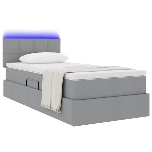 vidaXL Cama con almacenamiento y LED Gris Claro 100 x 200 cm tela