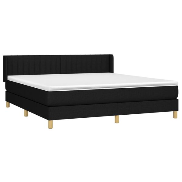 vidaXL Cama box spring con colch&oacute;n tela negro 160x200 cm