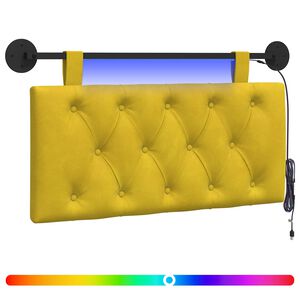 vidaXL Cabecero colgante Con luz LED Amarillo Terciopelo