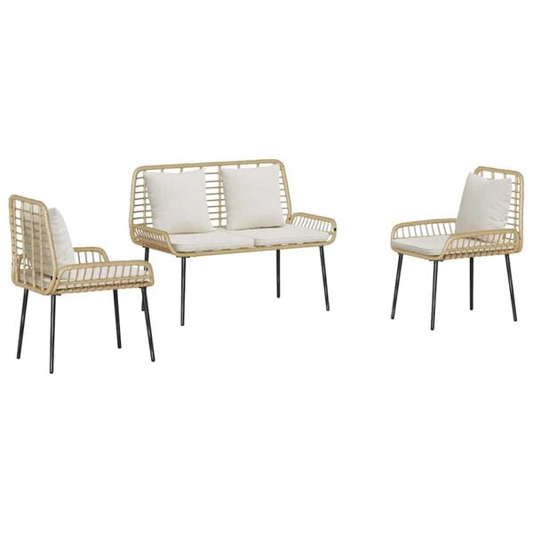 vidaXL Conjunto de Comedor de Jard&iacute;n 3 pcs Marr&oacute;n y crema