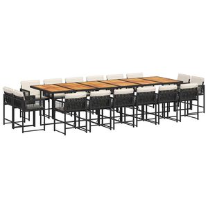 vidaXL Set de muebles jard&iacute;n 17 pzas con cojines rat&aacute;n sint&eacute;tico negro