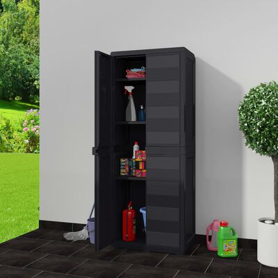 vidaXL Armario de jardín con 3 estantes negro