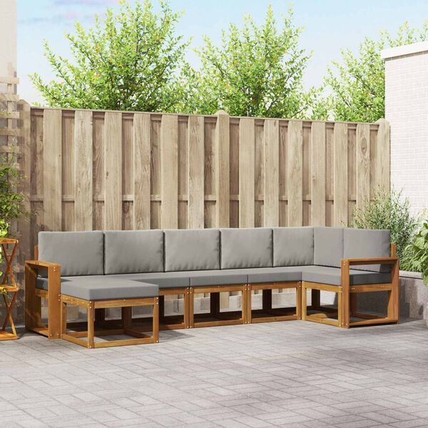 vidaXL Conjunto de sof&aacute;s de exterior 7 pcs Gris Natural y Claro