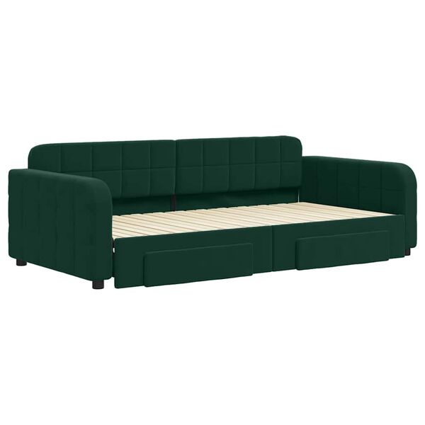 vidaXL Sof&aacute; cama nido con cajones terciopelo verde oscuro 100x200 cm