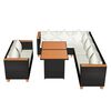 vidaXL Set muebles de jard&iacute;n 5 piezas y cojines rat&aacute;n sint&eacute;tico negro