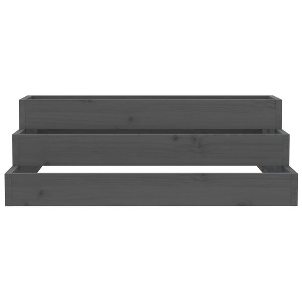 vidaXL Jardinera de madera maciza de pino gris 80x80x27 cm