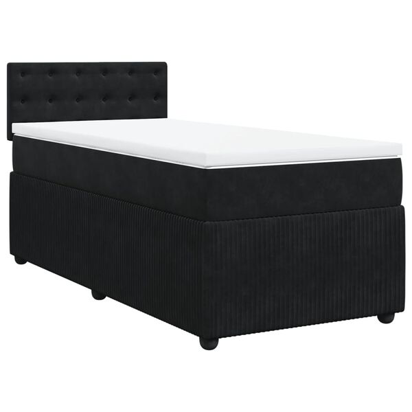 vidaXL Cama box spring con colchón cuero sintético negro 90x190 cm
