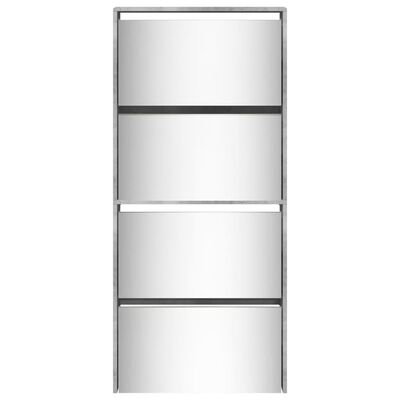 vidaXL Mueble zapatero con espejo 4 niveles gris hormigón 63x17x134 cm