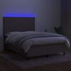 vidaXL Cama box spring colch&oacute;n y luces LED tela gris taupe 140x200 cm