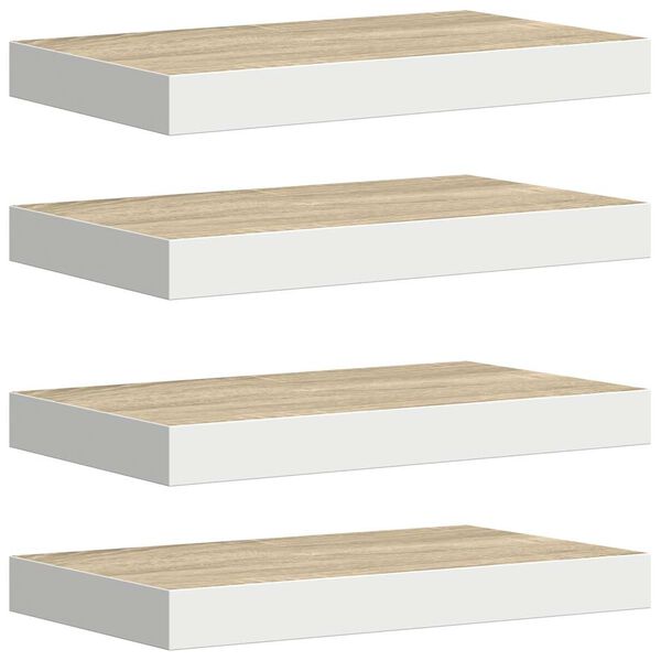 vidaXL Estante flotante de pared 4 uds MDF roble y blanco 40x23x3,8 cm