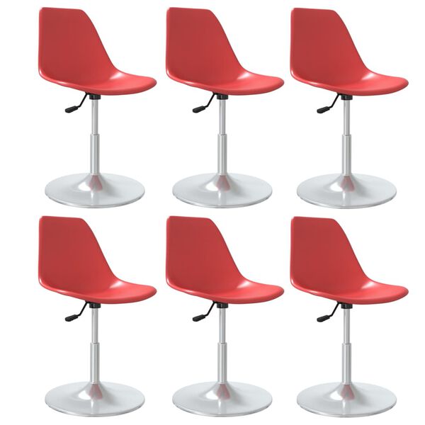 vidaXL Sillas de comedor giratorias 6 unidades PP rojo