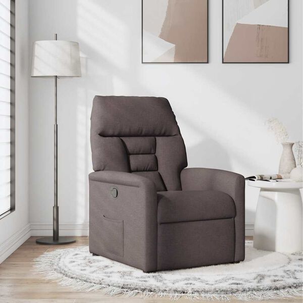 vidaXL Sill&oacute;n reclinable de tela marr&oacute;n oscuro