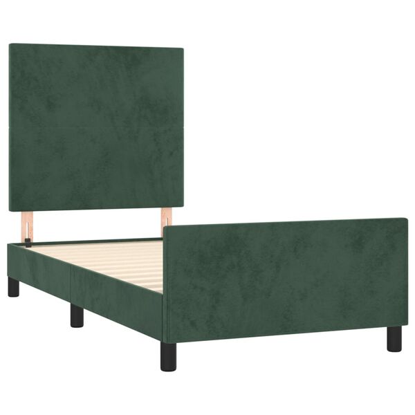 vidaXL Estructura cama sin colch&oacute;n terciopelo verde oscuro 100x200 cm