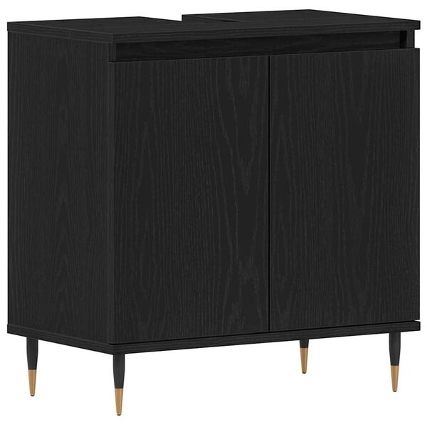vidaXL Mueble de lavabo para baño Roble Negro 58 x 33 x 60 cm