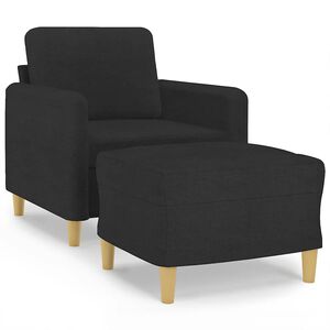 vidaXL Sill&oacute;n con taburete tela negro 60 cm