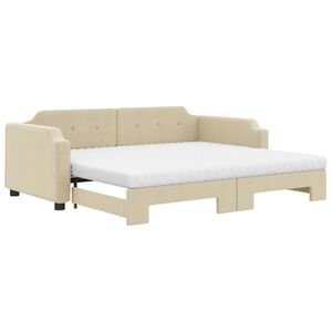 vidaXL Sof&aacute; cama nido con colch&oacute;n tela crema 100x200 cm