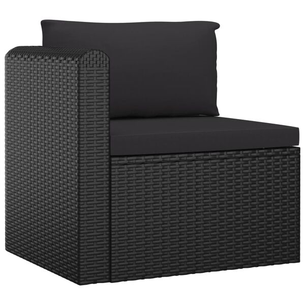 vidaXL Set muebles de jard&iacute;n 9 piezas y cojines rat&aacute;n sint&eacute;tico negro