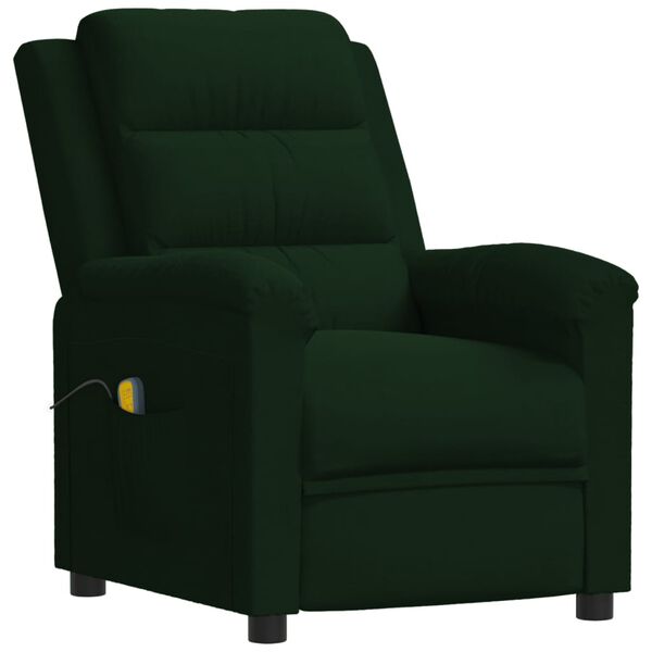 vidaXL Sill&oacute;n de masaje de terciopelo verde oscuro