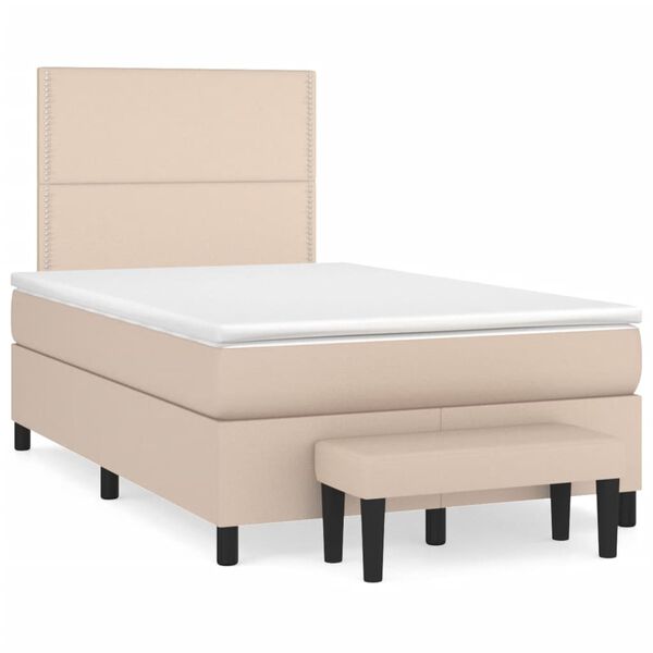 vidaXL Cama box spring con colch&oacute;n cuero sint&eacute;tico capuchino 120x190cm