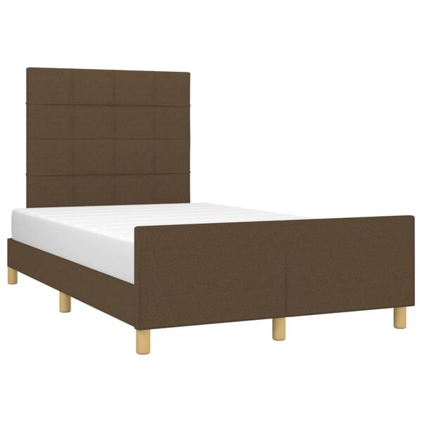 vidaXL Estructura de cama sin colch&oacute;n tela marr&oacute;n oscuro 120x200 cm