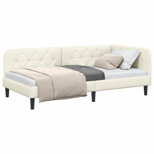 vidaXL Estructura de cama en esquina Crema 90 x 200 cm Terciopelo