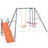 vidaXL Juego de columpios con tobog&aacute;n y 3 asientos naranja