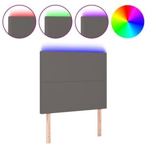 vidaXL Cabecero con luces LED cuero sint&eacute;tico gris 100x5x118/128 cm