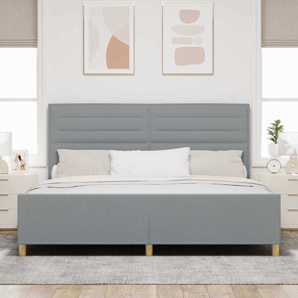 vidaXL Estructura de cama con cabecera Gris claro 200 x 200 cm tela
