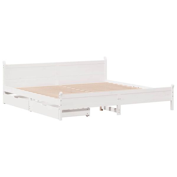 vidaXL Cama sin colch&oacute;n madera maciza de pino blanca 180x200 cm