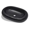 vidaXL Lavabo de cer&aacute;mica negro ovalado