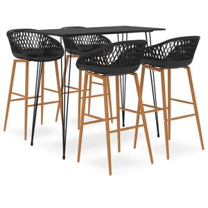 vidaXL Mesa alta y taburetes de bar 5 piezas negro