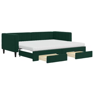 vidaXL Sof&aacute; cama nido con cajones terciopelo verde oscuro 90x200 cm