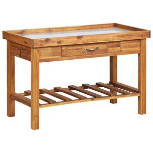 vidaXL Mesa de cultivo de jard&iacute;n madera maciza acacia tablero de zinc
