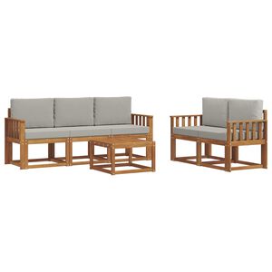 vidaXL Conjunto de sof&aacute;s de exterior 6 pcs Gris Natural y Claro