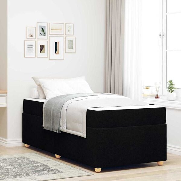 vidaXL Estructura de cama con colch&oacute;n Negro 90 x 200 cm tela