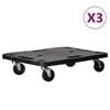 vidaXL Soportes con ruedas 3 uds polipropileno negro 58x38x12 cm