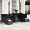 vidaXL Conjunto de sof&aacute; de jard&iacute;n 10 pcs Negro rat&aacute;n sint&eacute;tico